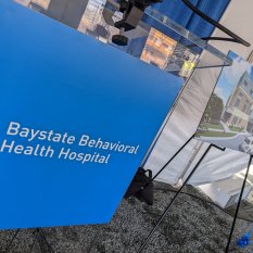Lectern with Baystate Behavioral Hospital Sign