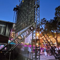 Back of LED Video wall and structure at a music festival