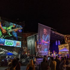 Music festival with mobile stage, LED wall, ground support structure